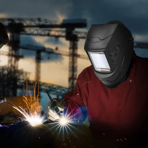 Vista 5 de Casco de soldadura con oscurecimiento automático, máscara de soldador de 3.94 x 3.66 pulgadas, vista grande, color real, alimentado por energía