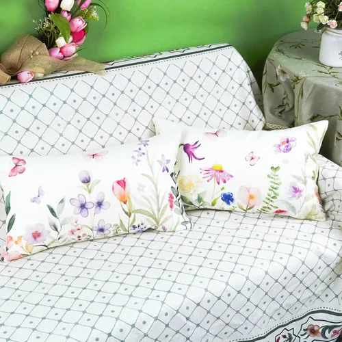 Vista 3 de ONWAY Juego de 2 fundas de almohada florales de primavera de 12 x 20 pulgadas, fundas de almohada lumbares decorativas con flores moradas y Morado