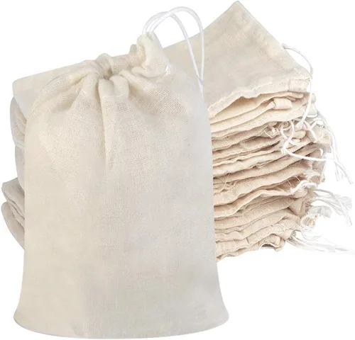 Vista 4 de Tayfremn Bolsas de algodón con cordón, bolsa de muselina reutilizable, bolsas de algodón natural con cordón, bolsa de regalo a granel, bolsa