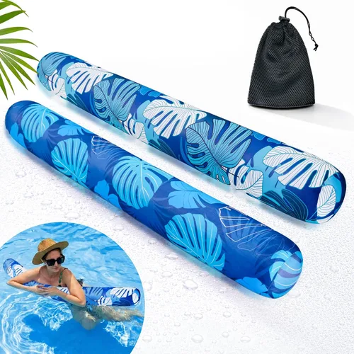 Vista 8 de Fideos inflables para piscina, paquete de 2 de tela suave de secado rápido cubiertos, fideos flotadores grandes para piscina, flotadores premium