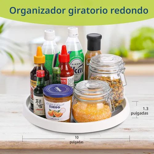Vista 4 de Lazy Susan - Juego de 4 tocadiscos, organizador antideslizante de 10 pulgadas para gabinete, organización de despensa, almacenamiento de cocina