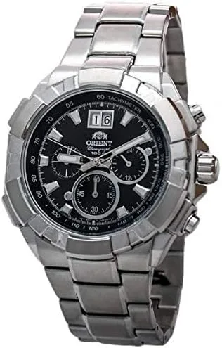 Vista 6 de Orient Reloj cronógrafo de cuarzo para hombre con correa de acero inoxidable FTV00003B0, Pulsera