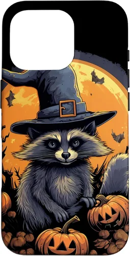 Vista 20 de iPhone 16 Raccoon Witch Hat Pumpkins Halloween Costume Case