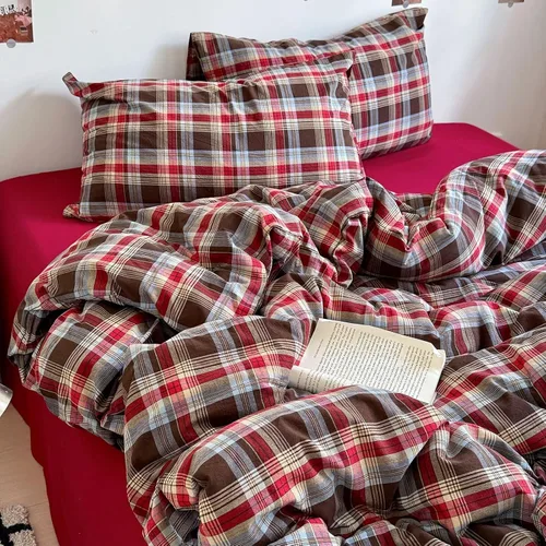 Vista 251 de mixinni Juego de funda de edredón vintage a rayas, tamaño twin, juego de ropa de cama de 3 piezas, 100% algodón lavado, suave y transpirable, funda