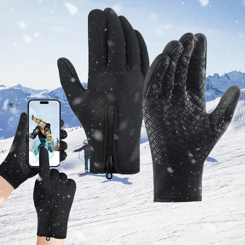 Vista 23 de Guantes de ciclismo de invierno para hombres y mujeres, impermeables, térmicos, agarre antideslizante para montar y actividades en clima frío