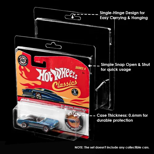Vista 3 de Paquete de 10 protectores para botón coleccionista de Hotwheels 50 PET de 0.02 in de grosor, exhibición y almacenamiento de cubierta de almeja