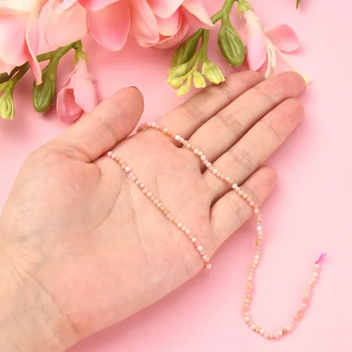 Vista 4 de LiQunSweet 320 cuentas redondas de ópalo rosa genuino natural de 0.079 pulgadas, cuentas sueltas de cristal para mujeres, hombres y niñas, cuentas
