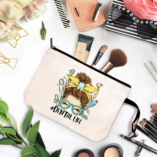 Vista 2 de ZHANTUONE YaYiZhuTi, la bolsa de cosméticos no solo es novedosa y única en diseño, sino que también es segura y práctica con una cremallera de metal