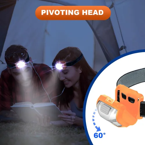 Vista 6 de Macarrie Paquete de 18 unidades de linternas LED para la cabeza IPX4 impermeables con 3 modos, linternas brillantes para la cabeza, accesorios