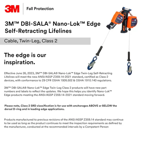 Vista 5 de 3M DBI-SALA Nano-Lok XL Línea de vida autorretráctil 3100263, Web, gancho giratorio a presión, 20 pies, Clase 1