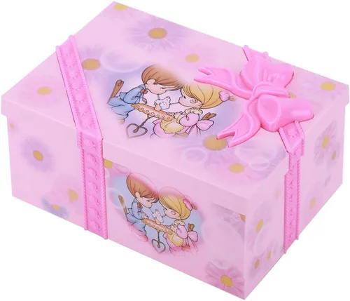 Vista 2 de Oumefar Caja de música bailarina, diseño de espejo, delicada caja de música rosa, caja de almacenamiento de joyería, bailarina, niña, para pendientes