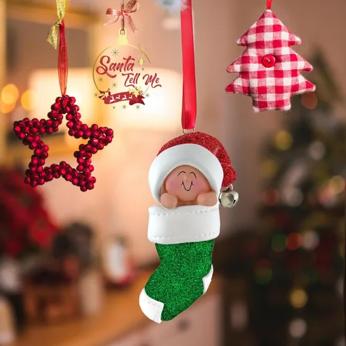 Vista 5 de Adorno personalizado para la primera Navidad del bebé 2025, recuerdo de Navidad para niña o niño, adorno personalizado para recién nacido, mi