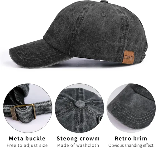 Vista 3 de Gorras de béisbol para mujer, de algodón, ajustables, estilo vintage, para el sol, alto y desordenado, para mujer