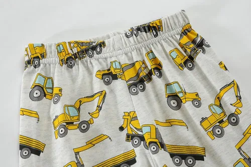 Vista 3 de Little Hand Pijamas de algodón para niños pequeños, conjunto de pijamas de manga larga para excavadora