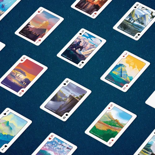 Vista 5 de Underdog Games Cartas de juego con temática de alrededor del mundo 52 piezas de impresionante arte personalizado Un destino único en cada carta