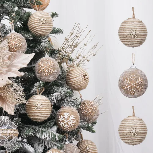 Vista 21 de XmasExp - Juego de adornos de bola de Navidad, 2.76 pulgadas, grandes, inastillables, transparentes, con brillantina, decoración de árbol de Beige