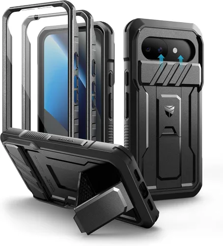 Vista 25 de Dexnor Funda para Google Pixel 9 Pro XL con cubierta deslizante para cámara y protector de pantalla integrado y soporte de alta resistencia, funda