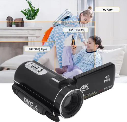 Vista 3 de Luqeeg Videocámara digital, videocámara de video 4K Ultra HD, zoom digital de 18X, cámara de vlogging de 48MP con pantalla táctil de 3 pulgadas