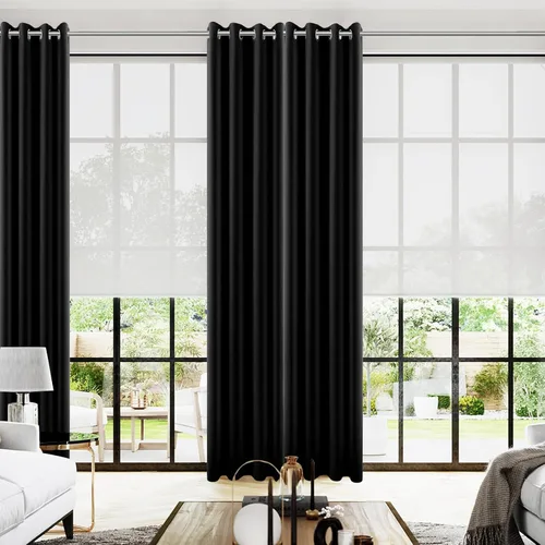 Vista 71 de KOUFALL Cortinas de Baño Aqua para Ventana, Juego de 2 Paneles Decoración Costera Cortinas Cortas Opacas para Ventana Pequeña de Cocina Puerta