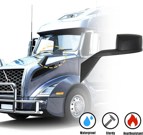 Vista 5 de Espejo de capó izquierdo del lado del conductor y lado derecho del pasajero de repuesto para Volvo VNL 2018-2024 (negro, par)
