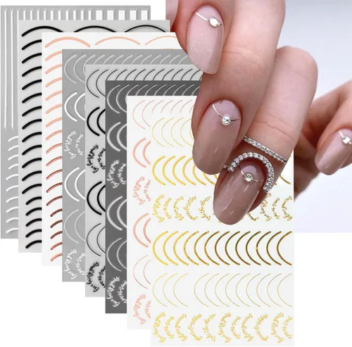 Vista 15 de Calcomanías de uñas de gato, 8 hojas de calcomanías autoadhesivas 3D con diseño de gato dorado, plateado, negro, blanco, para niños, niñas, mujeres