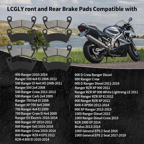Vista 5 de 4 paris Pastillas de freno delanteras y traseras para Polaris Ranger 400 500 700 800 2x4 4x4 6x4 6x6 /900 900 D Crew EV XP RZR 2008-2014 Ranger