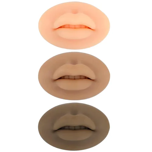 Vista 16 de Labios falsos de tatuaje, 3 piezas de tatuajes, labios de práctica de silicona 5D para prácticas de maquillaje, práctica de tatuajes realistas