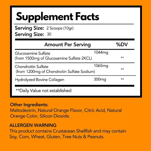Vista 3 de Arymar Glucosamina Chandroitin Powder (1500 mg/1200 mg) - Suplemento de apoyo a la salud de las articulaciones - Ayuda a mantener la movilidad