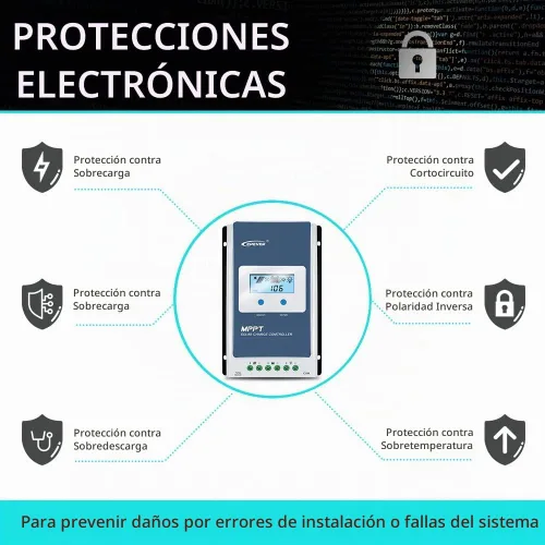 Vista 5 de EPEVER Controlador de carga solar de 10 A, controlador de carga de panel solar MPPT, controlador de carga de 12 V/24 V, trabajo automático, máximo