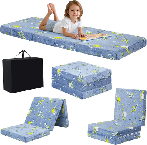 Vista 16 de MeMoreCool Colchón plegable de suelo para niños, tapete para siesta de suelo para dormir, guardería, cama plegable para niños pequeños, colchón