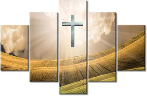 Vista 111 de TUMOVO Decoración de pared de iglesia cristiana de 3 paneles, imágenes de la resurrección de Jesús para sala de estar, dormitorio, cocina