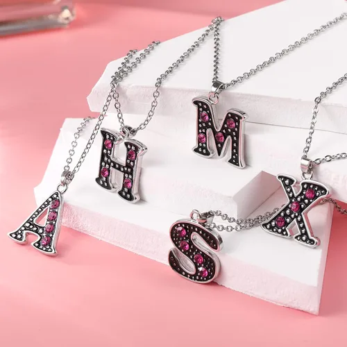 Vista 3 de Kjiasiw Collares con inicial para mujeres y niñas, collar con colgante de la A a la Z, chapado en plata, circonita cúbica, collar de joyería