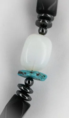 Vista 2 de $280Tag Collar de plata certificada Navajo Turquesa Onyx Nativo Americano 25207 Hecho por Loma Siiva, Metal Piedra, turquesa estabilizada