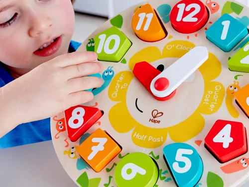 Vista 9 de Hape Juego de rompecabezas de reloj grueso, multicolor, 9.65 x 1.38 pulgadas
