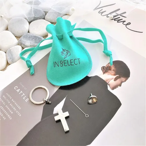 Vista 3 de IN SELECT Medallón de cruz para cenizas, llavero conmemorativo para cenizas, collar de urna para cenizas, urna de joyería, colgante, recuerdo, acero