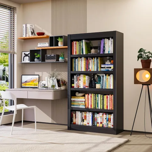 Vista 4 de Estantería de Libros, Librero Resistente de 5 Niveles, Estantería Ajustable, Gran Capacidad por Estante, Libreros Modernos para Sala de Estar