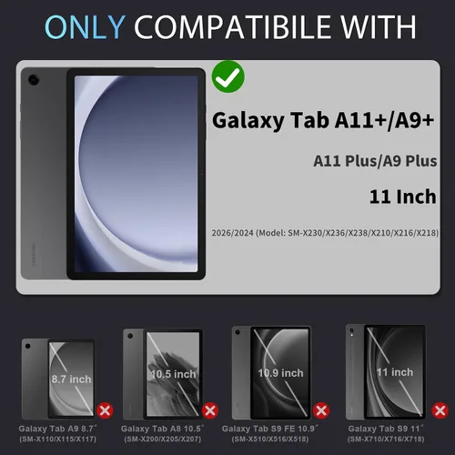 Vista 7 de Auizotl Funda para Samsung Galaxy Tab A9+/A9 Plus de 11 pulgadas (SM-X210/X216/X218) con protector de pantalla/soporte giratorio/soporte