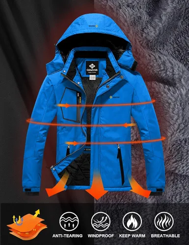 Vista 5 de GEMYSE - Chaqueta de esquí impermeable resistente al viento lluvia y nieve para hombre
