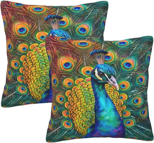 Vista 15 de Perinsto Juego de 2 fundas de almohada decorativas para sofá, cama, decoración del hogar, 16 x 16 pulgadas