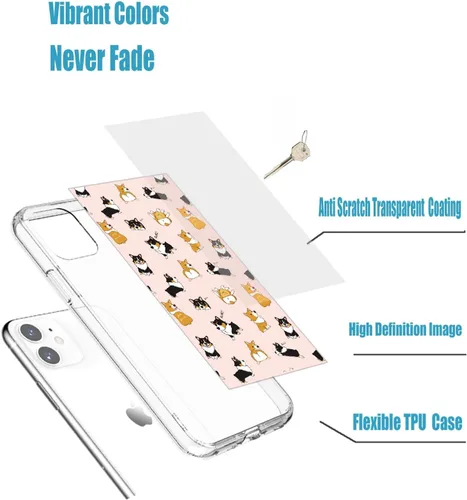 Vista 6 de Funda para iPhone 14, iPhone 13 para niñas, mujeres y hombres, a prueba de golpes, delgada, suave, TPU transparente, funda protectora con diseño Un