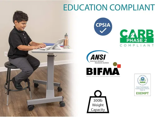 Vista 6 de Stand Up Desk Store Taburete apilable de altura ajustable para oficina y oficina (negro)