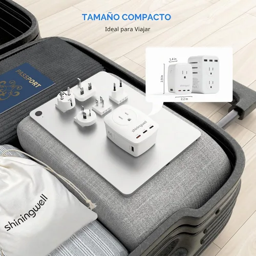 Vista 8 de Adaptador universal del viaje de 45W GaN, adaptador de corriente