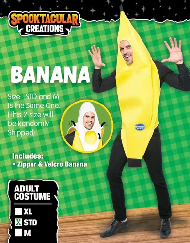 Vista 2 de Spooktacular Creations Appealing Banana Costume Adult Deluxe Set for Halloween Dress Up Party and Roleplay Cosplay