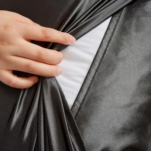 Vista 6 de Juego de 2 fundas de almohada de satén negro estándar con cierre de sobre, funda de almohada de seda negra para cabello y piel (20 x 26 pulgadas)