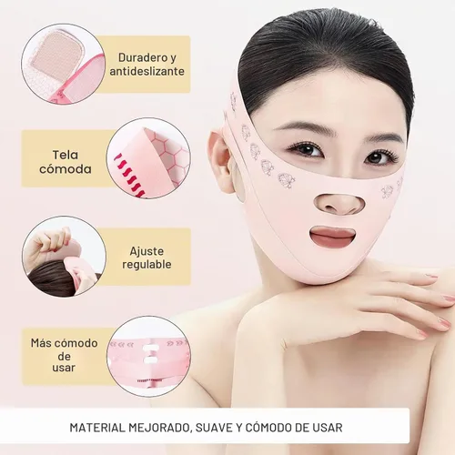 Vista 5 de Correa de elevación facial en V, correa de barbilla para dormir, eliminador de escultor de línea de mandíbula, ejercicio de apriete de mandíbula
