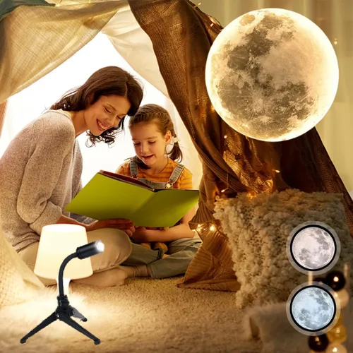 Vista 3 de Proyector de Luz Nocturna de Luna Sin Decoloración, Lámpara de Luna con Alimentación USB, Proyector de Luz Nocturna de Ambiente Romántico