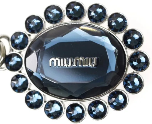Vista 2 de Prada Miu Miu Trick Oval Cristal Azul Oscuro Plex Charm Llavero 5TM092
