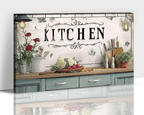 Vista 9 de GUTTATY Imágenes de cocina, arte de pared, pintura colorida de frutas y verduras para comedor, restaurante, regalo del día de la madre para abuela