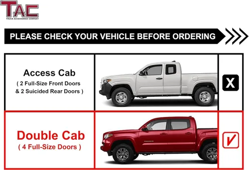 Vista 4 de TAC - Estribos laterales para Toyota Tacoma 2005-2023, camioneta de doble cabina de 4.25 pulgadas, textura negra, barras laterales Nerf accesorios