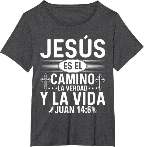 Vista 19 de Camisetas Cristianas en español Versículos Biblia Juan 14:6 Camiseta, Negro, S